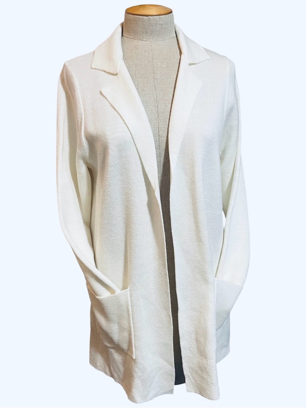 Open-Front Women's Knit Cardigan Sweater in White